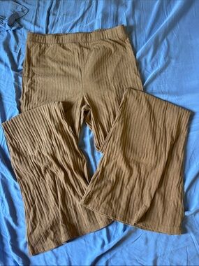 Forever 21 Ribbed Boot-Cut Pants in Camel Brown